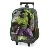 Mochila Infantil Escolar De Rodinhas Verde Hulk - Luxcel