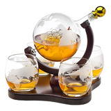 Decantador De Whisky Godinger Globe Con 4 Vasos Grabados...