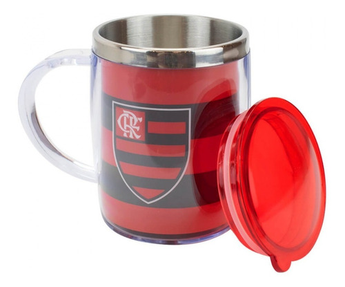 Caneca Térmica Com Tampa 450ml Oficial Flamengo