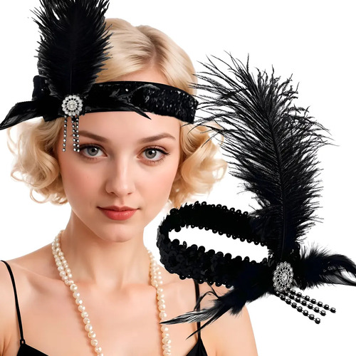 Diadema Pluma Charleston Accesorios Vintage Dama Disfraz