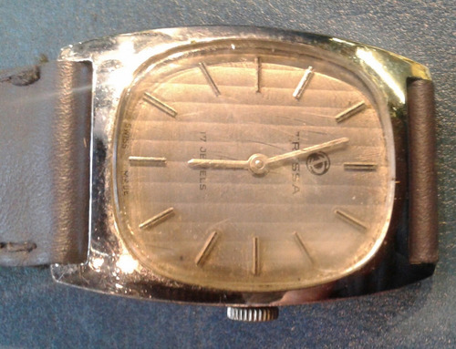 Vintage Reloj Pulsera Hombre Tressa 17 Rubies Malla Cuero