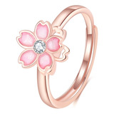 Anillo Ajustable Mujer Sakura Giratorio Cerezo Plata S925 Rs