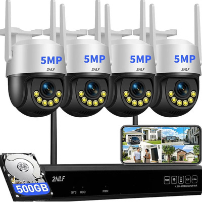 2NLF® Kit Cámaras Vigilancia Nvr Cctv 4 Cámaras Wifi 5G \u002F2.4G Visión nocturna en color Audio Bidireccional Ampliable a 10 Canales | Envío gratis