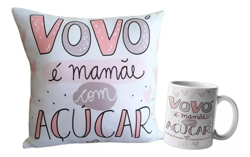 Kit Dia Das Mães Vovó Caneca Cerâmica E Almofada Super Macia