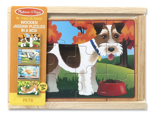 4 Rompecabezas De Mascotas Melissa & Doug De Madera 12 Pz