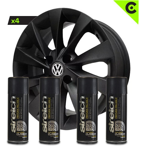 Kit Stretch X4 Pintura Para Llanta 18 Negro Mate - Capta