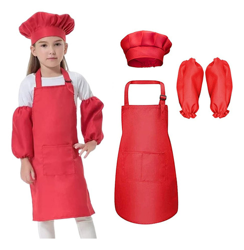 Set Delantal Y Gorro Chef Infantil Y Mangas