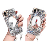 Funda Xiaomi Espejo Colgante Piedras Dama Lujo Diamantes