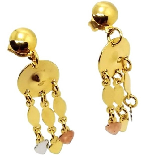 Aros De Oro 18k Laminado Aritos Colgantes Corazon Para Mujer