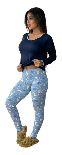 Pijama Adulto Suede Viés Conforto Inverno Linha Noite