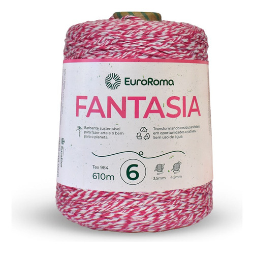 Barbante Fantasia Euroroma 600g N.º6, Escolha Cor Mesclado