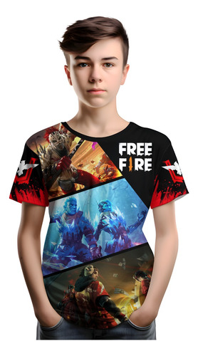 Playera Niños Freefire Videojuegos Gamer3 Full Print 