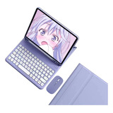 Capa Para iPad Geração 9/8/7 Com Teclado E Mouse Redondo Cor Lavender Grey + Round Cap Keyboard+mouse