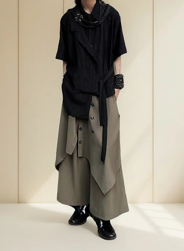 .. Pantalones Unisex Retro Japoneses En Capas Estilo ..