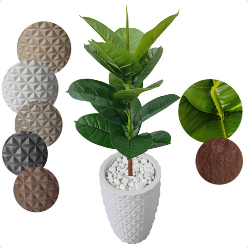 Planta Artificial Ficus Lyrata Verde Com Vaso De Decoração