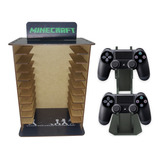 Porta 11 Jogos Físico Mine + Suporte Controle Gamer Mdf