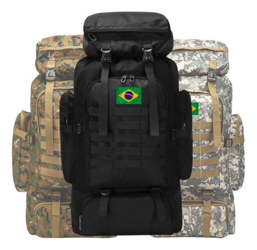 Mochila Tática Camuflada Militar Trilha Camping 80 Litros