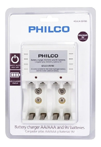 Cargador Pilas Philco 4 Aa/aaa 9 Volts / Tecnocenter