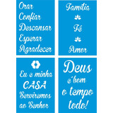 Kit 8 Peças Stencil Frases Bíblicas - Tamanho 20x14 Cm 