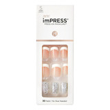 Uñas Postizas Impress Time Slip Kiss Cuadradas 30 Unidades