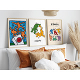 Cuadros  Keith Haring Minimalistas Set X 3