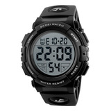 Reloj Hombre Skmei 1258 Sumergible Digital Alarma Cronometro Malla Negro Bisel Negro Fondo Blanco