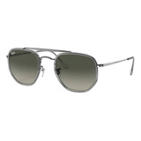 Óculos De Sol Ray-ban General Marshal Ii Standard Armação De Aço/plástico Cor Polished Gunmetal, Lente Grey Degradada, Haste Polished Gunmetal De Aço - Rb3648m