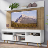 Rack Com Painel Tv 65 Madri Multimóveis Bco/rustic Pés Retrô