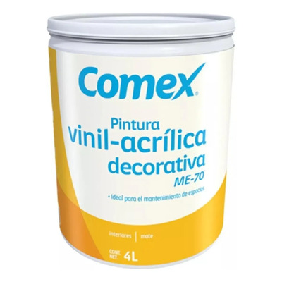 Pintura Vinílica Blanca Mate 4L Comex ME70 Interiores Lavable | Envío gratis