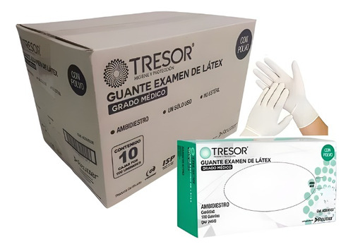 Guante De Látex Con Polvo S Tresor  Pack 10 Unidades