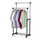 Rack Organizador Doble Para Colgar Ropa Color Plateado