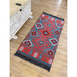 Tapete Kilim Diseño Antep 120x60 Cm - Gobeklitepe Turquesa 