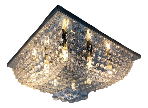 Lustre De Cristal Acrílico - 40x40 Arqueado Inox