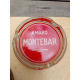 Antiguo Cenicero De Bar Amaro Montebar Vidrio Prensado