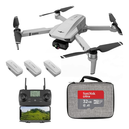 Drone Kf102 Pro Câmera 4k Gps Gimbal 2 Eixos 3 Baterias Case