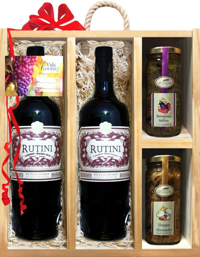 Regalos Empresariales Rutini Caja De Madera Delicatessen Kit