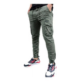 Pantalon Joggers Jeans Cargo Elasticado Hombre Verde Claro