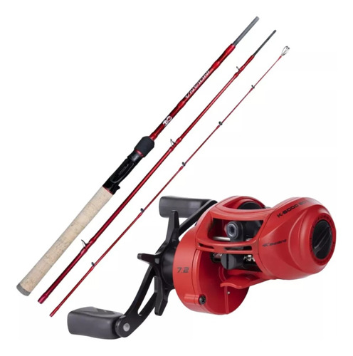 Kit Pesca Carretilha Kawana Vhd + Vara Indiana Carbono 1,83m