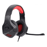 Headset Gamer Redragon Theseus P2 H250 Cor Preto Cor Da Luz Vermelho