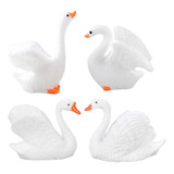 4x Mini Figuras De Cisne Estatua De Decoración