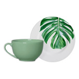 Kit 8 Xícaras De Chá Com Pires Botânica Alleanza Cerâmica