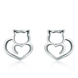 Aros Gato Gatito Plata 925 Joyas Mujer 