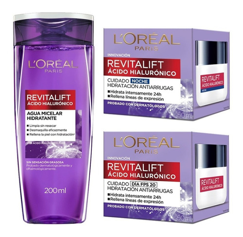 Kit L'oreal Revitalift A Hialuronico Crema Dia Y Noche +agua