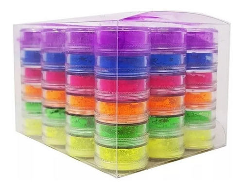 Caja De 12 Packs X 6 Sombras Neon Pigmentos Fluo Maquillaje