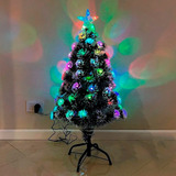 Árbol De Navidad C/puntal 60cm Estrella Led Nevado Fibra Ópt