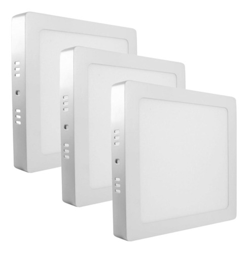 Kit 3 Painel Plafon Led 24w 25w Quadrado Sobrepor Branco F