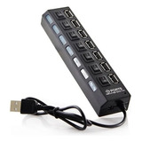 Multiplicador 7 Puertos Zapatilla Usb Hub Con Teclas Switch