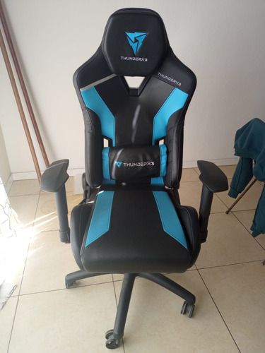 Silla Gamer Thunderx3 Ergonomica Blue Azure Cuero Sintetico