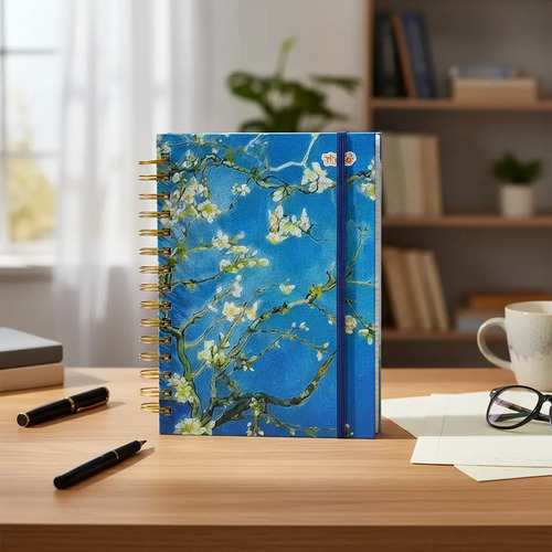 Libreta Pasta Dura A5 200 Hojas Cuadro C7 Espiral Y Stickers | MercadoLibre