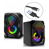 Speakers Gamer Solo Usb + Tipo C Rgb Para Pc